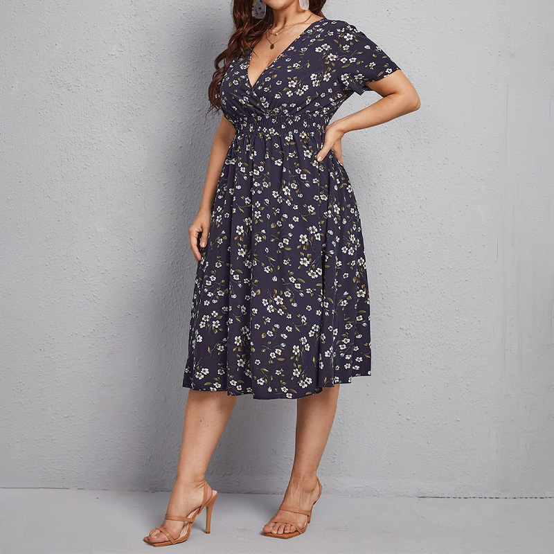 Romper Floral Print - Plus Size Women's Dress, Flower Print