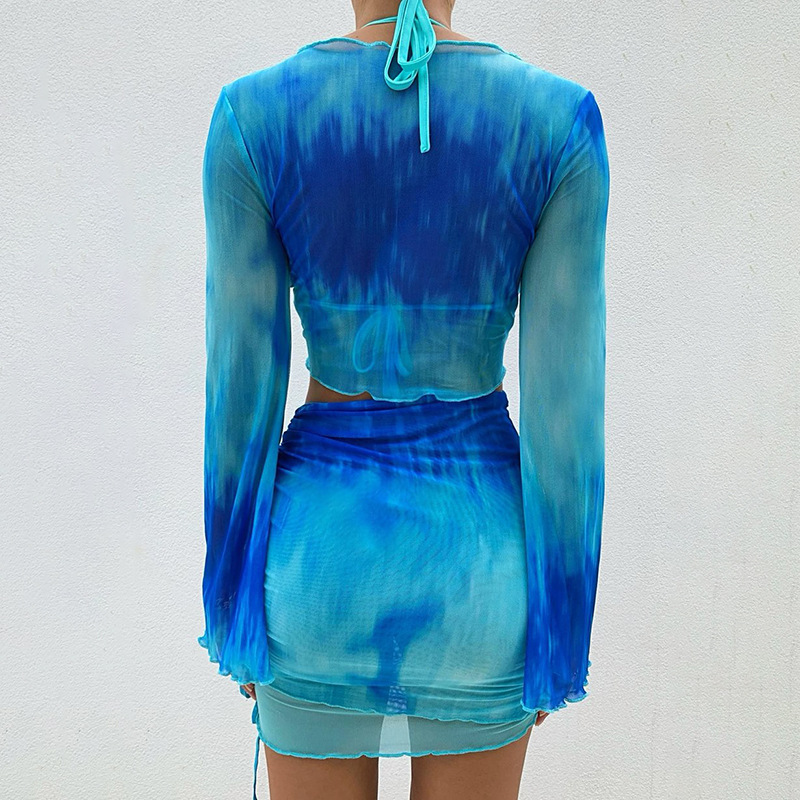 Nsangu Sexy Two Piece Set Blue - đánh giá và giá Crop Top Crochet