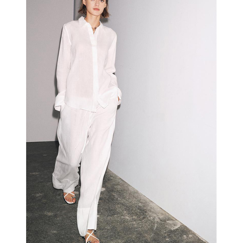 Casual Long Sve Collared irt A - đánh giá và giá Linen Pant Wide