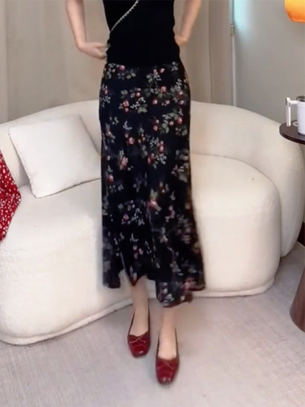 Summer New High Waist Floral P - đánh giá và giá Midi Skirt Floral
