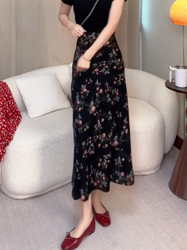 Summer New High Waist Floral P - đánh giá và giá Midi Skirt Floral