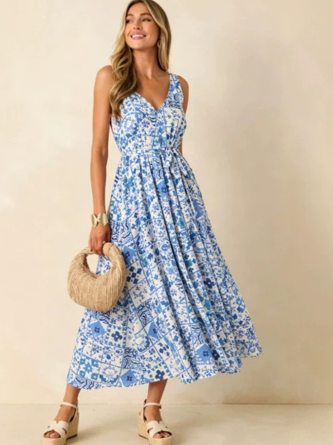 Summer 2026 Large Size Floral  - đánh giá và giá Linen Dress Wrap