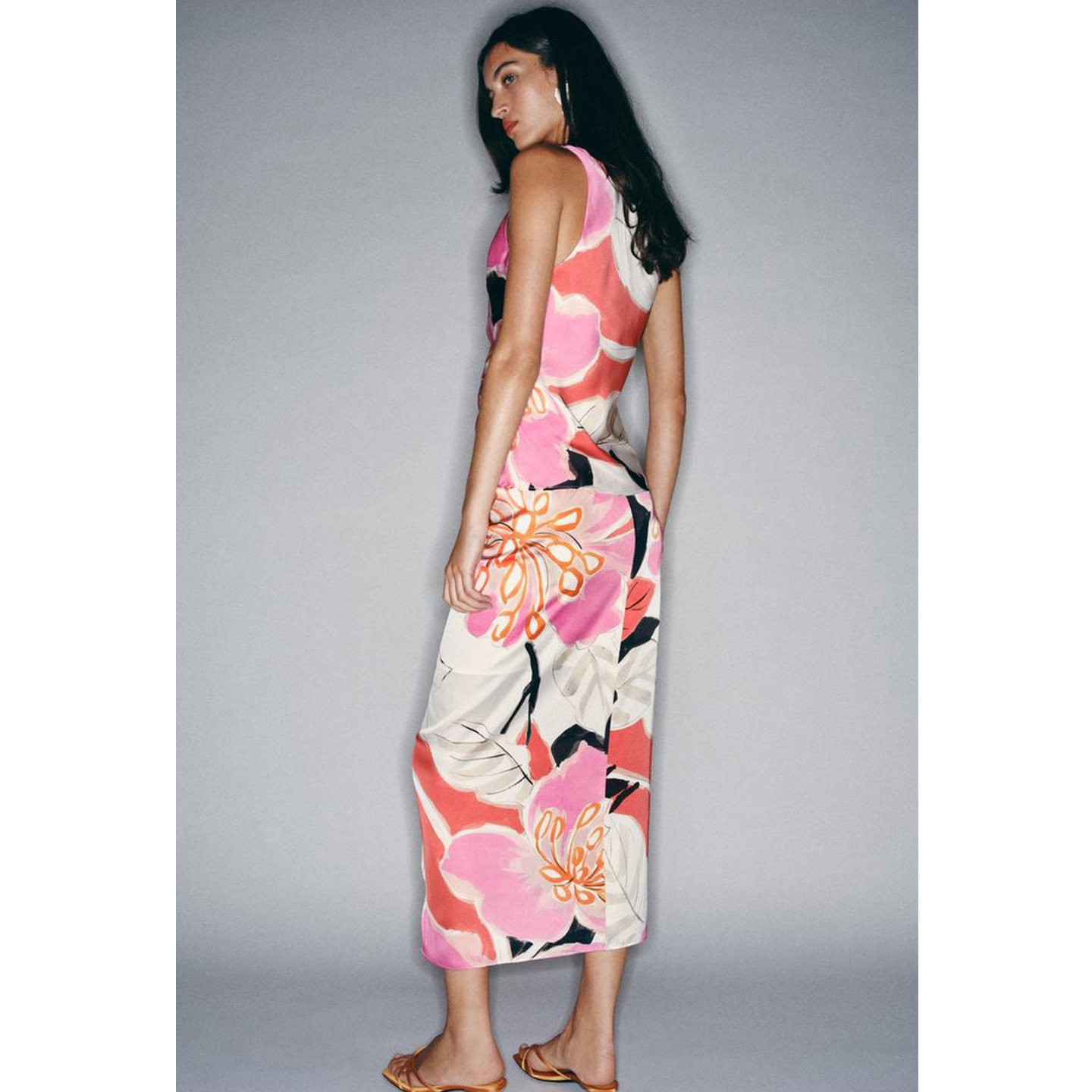 High Waist Midi Skirt round Ne - đánh giá và giá Midi Skirt Floral