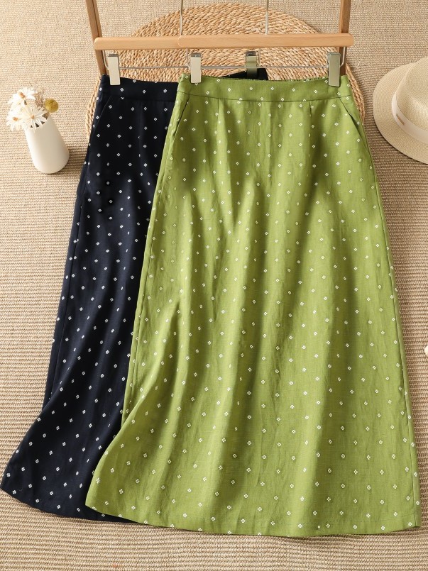 High Waist Floral Half Skirt T - đánh giá và giá Midi Skirt Floral