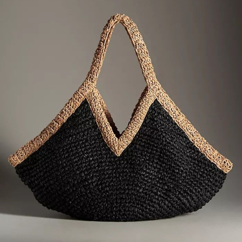 Colorblock Straw Woven Tote Ba - đánh giá và giá Crochet Bag Raffia